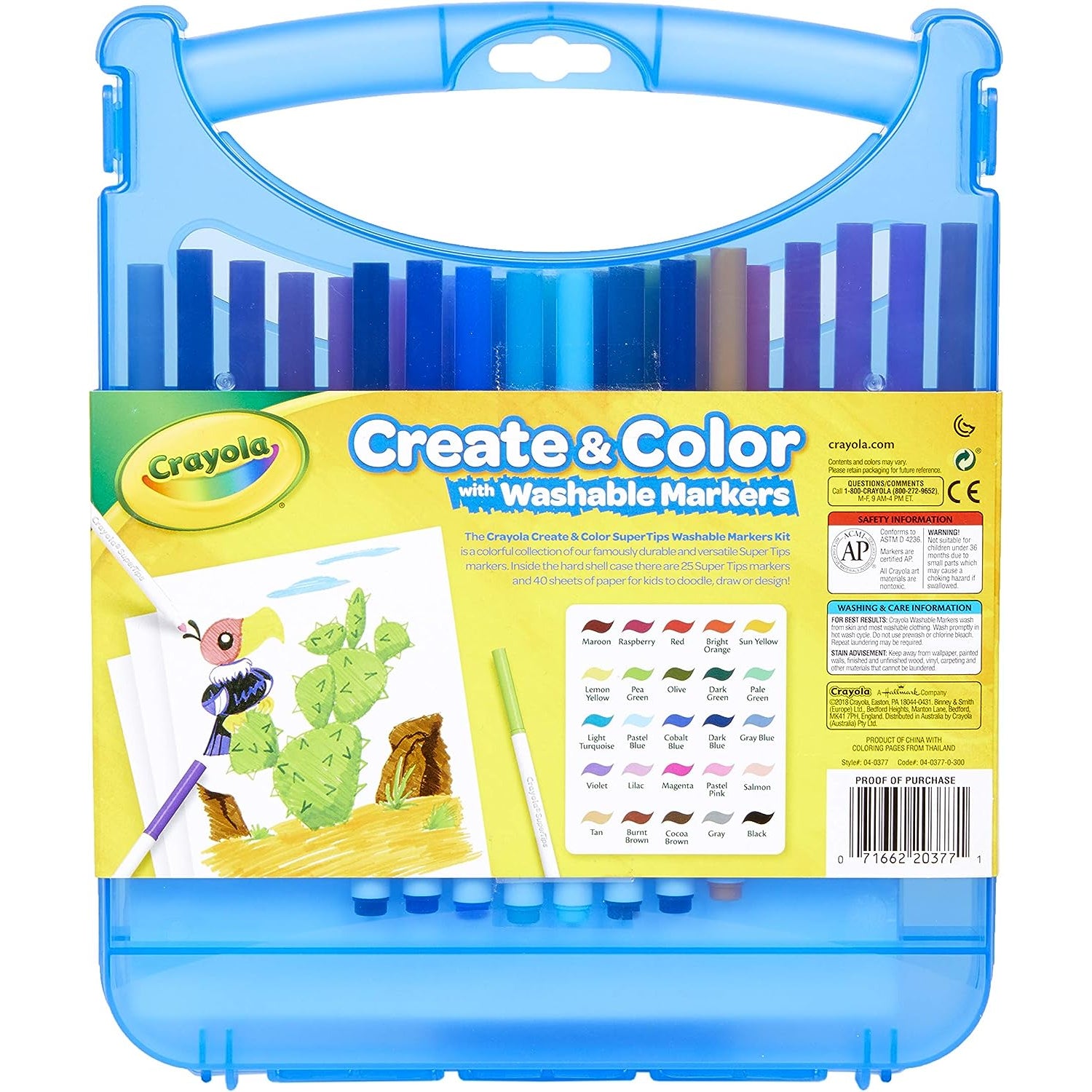 Crayola Create & Color Super Tips Marker Kit, 25 Super Tips Markers, 40  Drawing and Activity Sheets, Plastic Storage Case