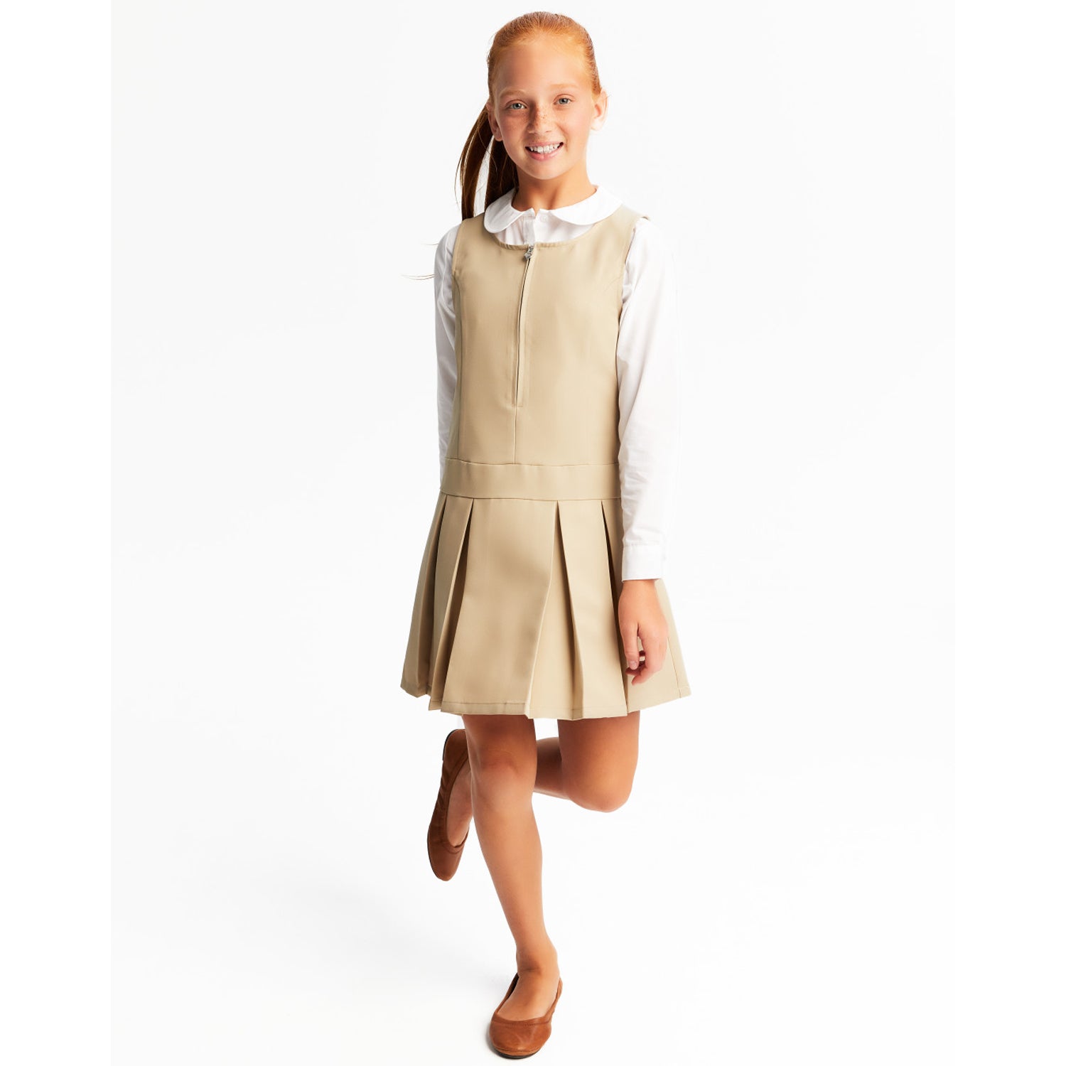French Toast Girls 4-14 Pleated Jumper with Heart Zipper