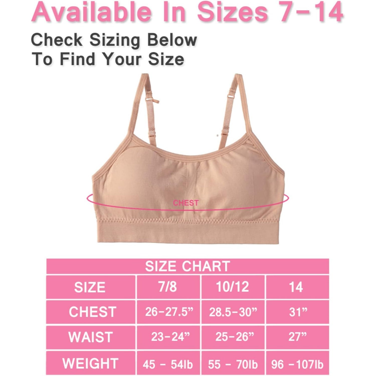 Cyndeelee Girls 7-16 Ava Padded Training Bra, 4-Pack – S&D Kids