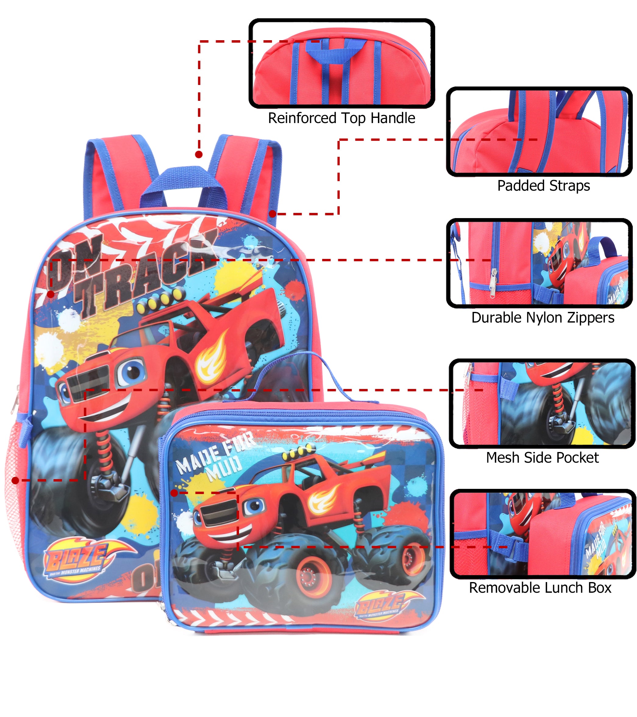 blaze and the monster machines mini backpack Blaze and the Monster Machines 16'' Full Size Backpack Lunchbox Set Bo – S&D Kids