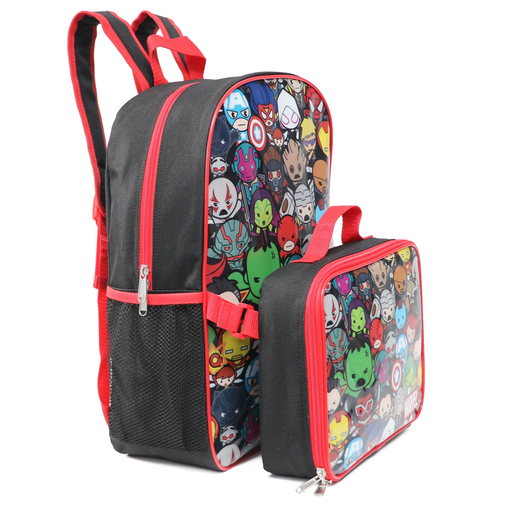 Marvel 16'' Full Size Kawaii Backpack Lunchbox Set Bookbag School Set