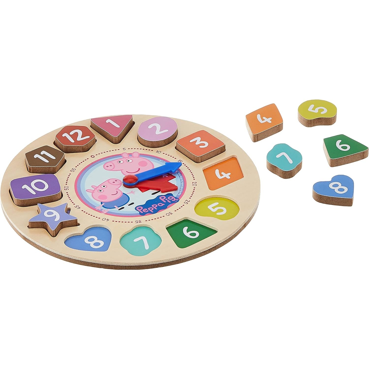 Peppa Pig Shape Sorter Clock Puzzle, 14 Pieces (12 Piece Numbers + Clock + Stand )