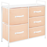mDesign 30.03' High Steel Frame/Wood Top Storage Dresser with 5 Draws, Cantaloupe Peach/White
