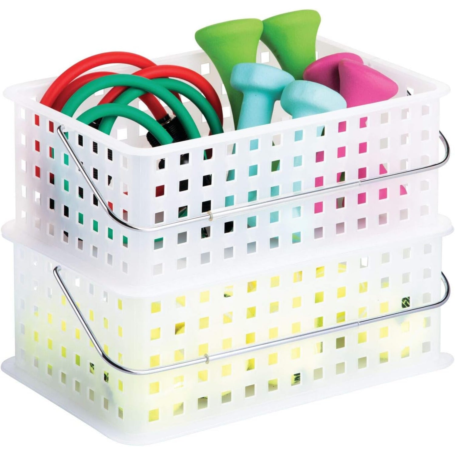 BPA-Free Recycled Plastic Extra-Large Stackable Basket, Frost