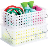 iDesign Spa BPA-Free Recycled Plastic Medium Stackable Basket, 8.7'' x 13.9'' x 5.1'', Frost