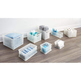 iDesign Spa BPA-Free Recycled Plastic Medium Stackable Basket, 8.7'' x 13.9'' x 5.1'', Frost