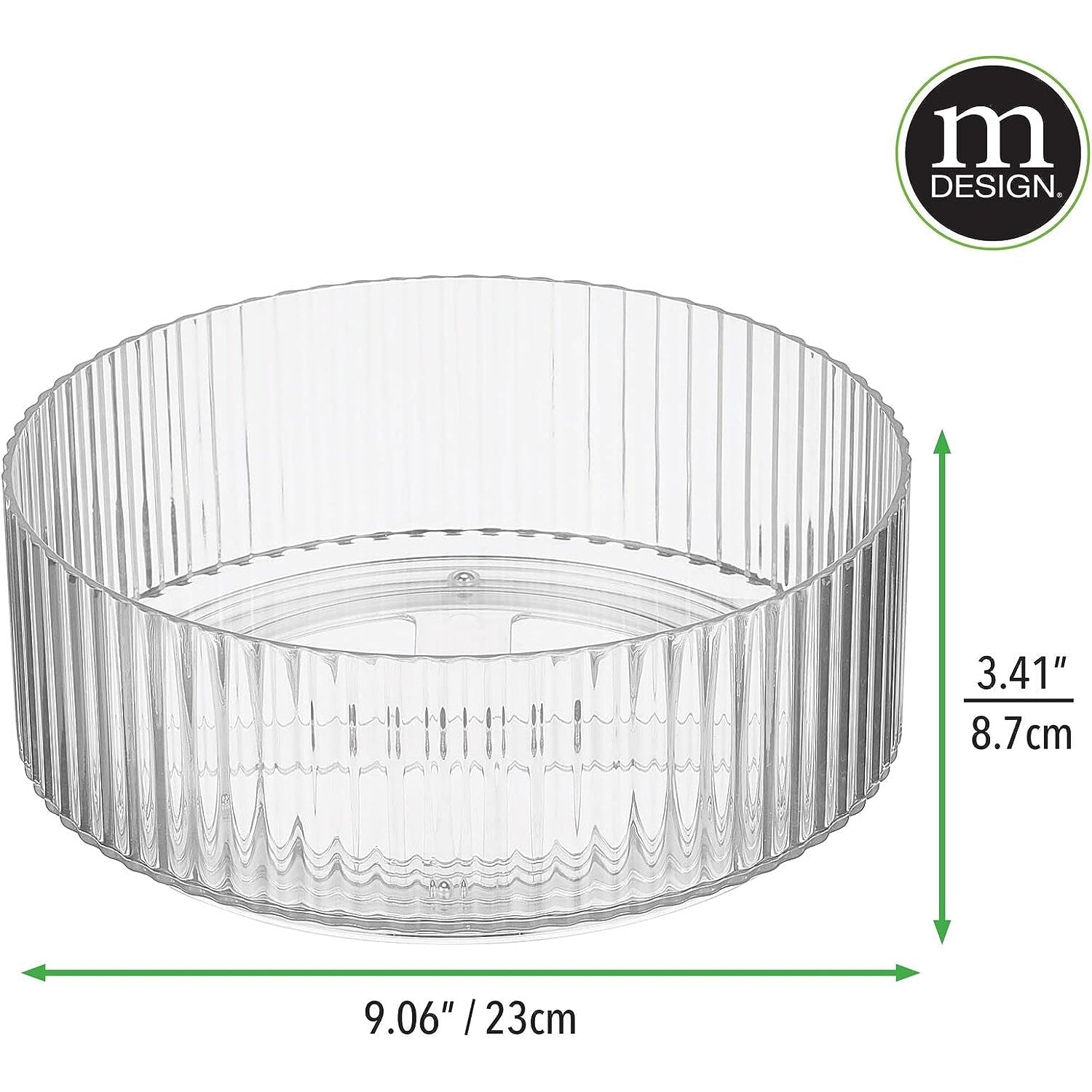 mDesign Fluted Lazy Susan Turntable Plastic Spinner for Kitchen and Bathroom Cabinet, 9''