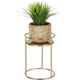 mDesign Metal 9-Inch Tall Circular Plant Stand, Soft Brass