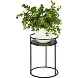 mDesign Metal 9-Inch Tall Circular Plant Stand, 2 Pack - Matte Black