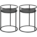 mDesign Metal 9-Inch Tall Circular Plant Stand, 2 Pack - Matte Black