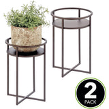 mDesign Metal Mid Century Planter Indoor/Outdoor Stands, 9'' Tall - 2 Pack - Bronze