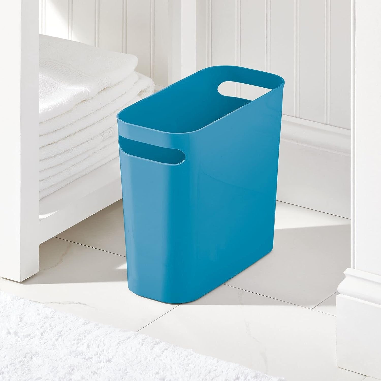 mDesign Plastic Small Trash Can, 1.5 Gallon, Cornflower Blue