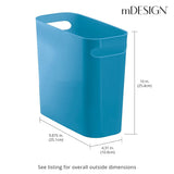 mDesign Plastic Small Trash Can, 1.5 Gallon, Cornflower Blue
