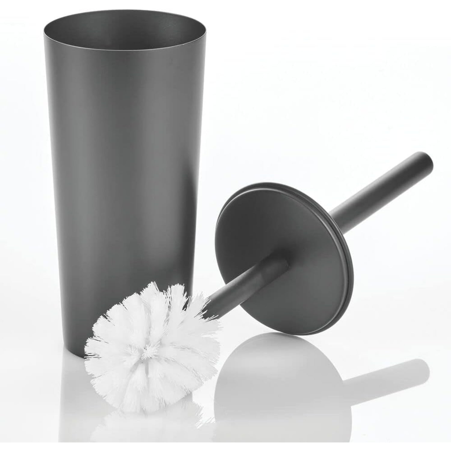 mDesign Steel Toilet Bowl Brush and Holder Combo, Mirri Collection - Graphite Gray
