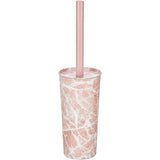 mDesign Steel Toilet Bowl Brush and Holder Combo, Mirri Collection - Pink Marble