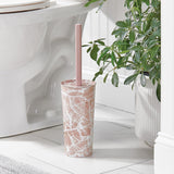 mDesign Steel Toilet Bowl Brush and Holder Combo, Mirri Collection - Pink Marble
