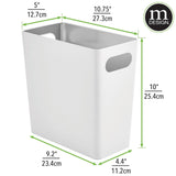 mDesign Plastic Small Trash Can, 1.5 Gallon, Matte White
