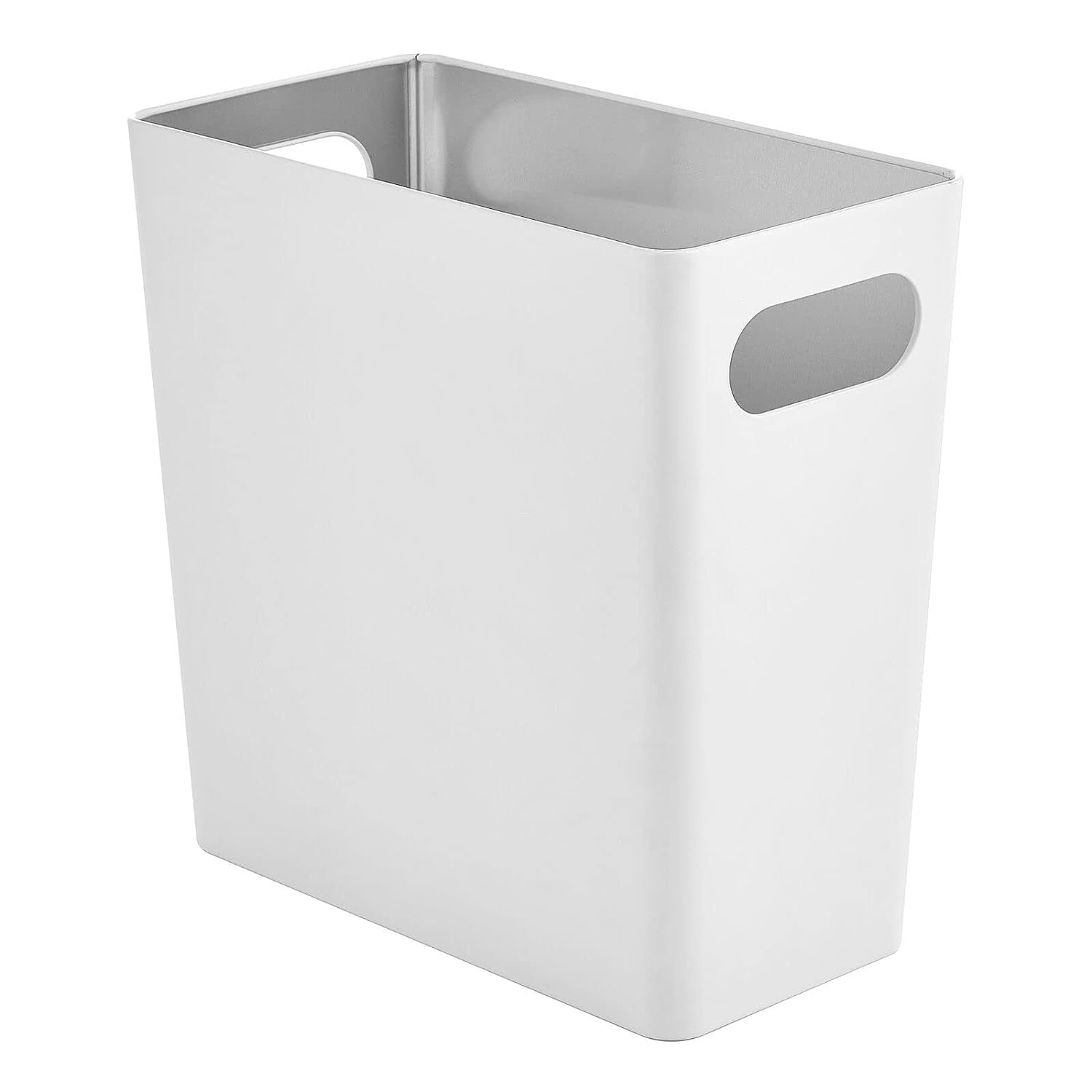 mDesign Plastic Small Trash Can, 1.5 Gallon/5.7-Liter Wastebasket, Narrow  Garbage Bin with Handles for Bathroom, Laundry, Home Office - Holds Waste