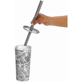 mDesign Stainless Steel Toilet Bowl Brush and Holder Set, Gray Marble