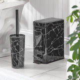 mDesign Metal Freestanding Slim Toilet Bowl Brush and Holder, Black Marble