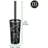 mDesign Metal Freestanding Slim Toilet Bowl Brush and Holder, Black Marble