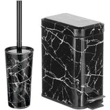 mDesign Metal Freestanding Slim Toilet Bowl Brush and Holder, Black Marble