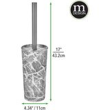 mDesign Metal Freestanding Slim Toilet Bowl Brush and Holder, Grey Marble