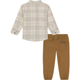 Timberland Boys 2T-4T Plaid Woven Button Down Pant Set