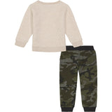 Timberland Boys 2T-4T Quilted Pullover Top Fleece Jogger Set