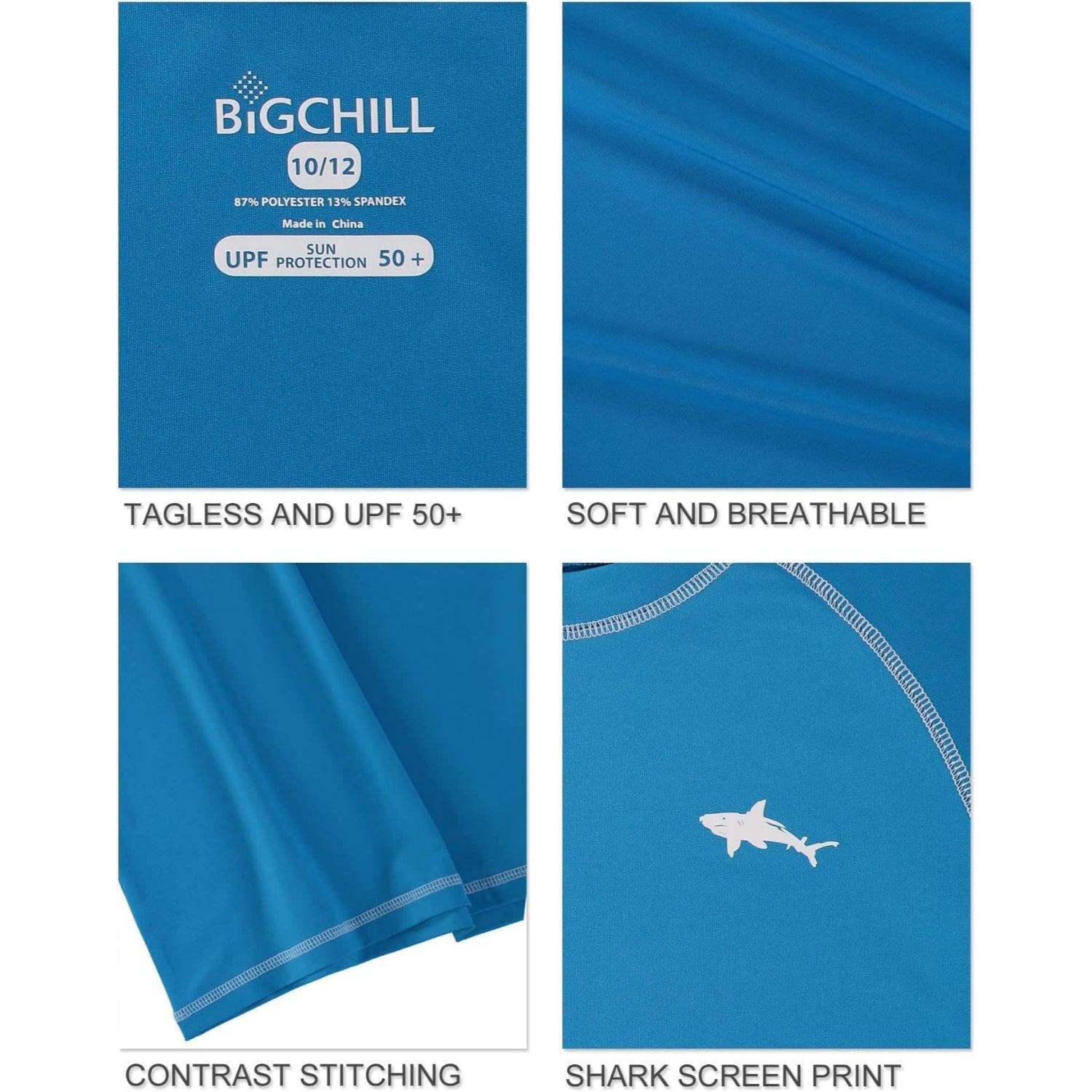 Big Chill Boys 8-20 Shark Rash Guard Short Sleeve, 2-Pack