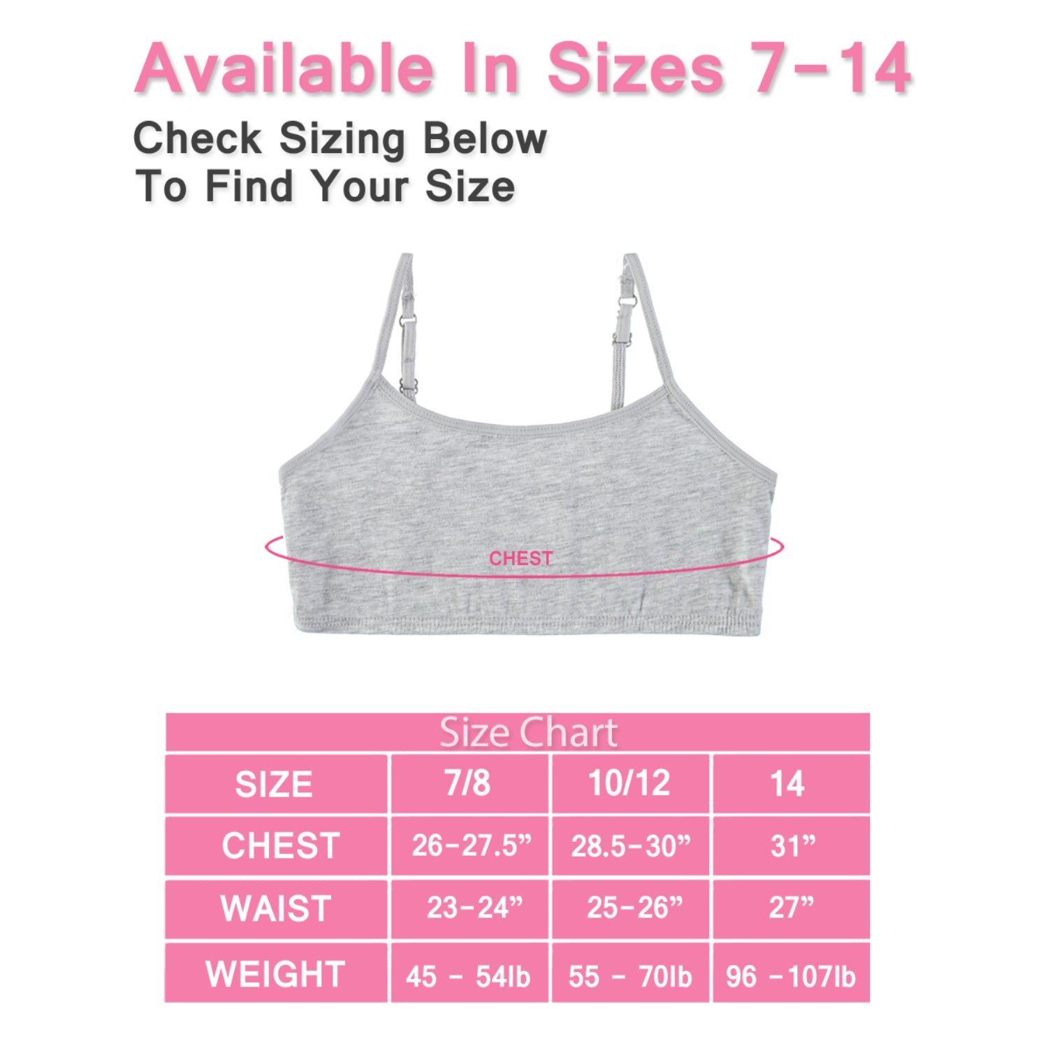 Cyndeelee Girls 7-16 Bralette, 5-Pack – S&D Kids