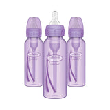 Dr. Browns Natural Flow® Anti-Colic Options+™ Narrow Baby Bottles 8 oz/250 mL, with Level 1 Slow Flow Nipple, 3 Pack, Purple, 0m+