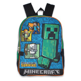 Minecraft Creeper 16 Inch Kids Backpack with Lunch Bag