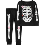 Carters Girls Toddler Halloween ''Glow in the Dark'' Skeleton Pajama Cotton Set