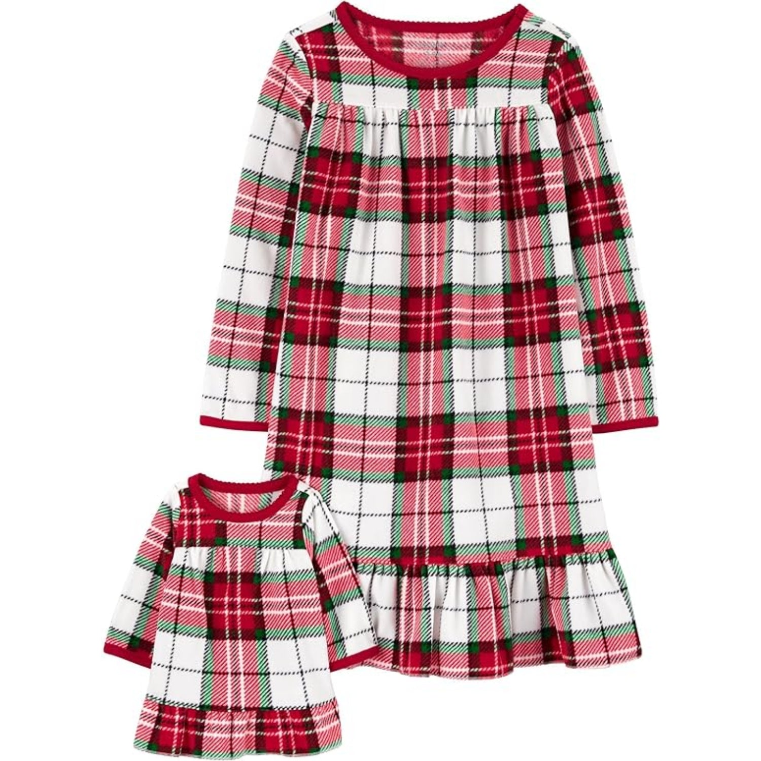 Carters Girls Plaid Fleece Sleep Gown & Doll Dress Set S&D Kids Carters Girls Plaid Fleece Sleep Gown & Doll Dress Set S&D Kids