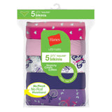 Hanes Girls 5 Pack Tagless Bikinis Cotton Stretch Ultimate No Roll Waistband