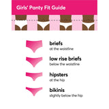 Hanes Girls 5 Pack Tagless Bikinis Cotton Stretch Ultimate No Roll Waistband