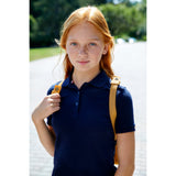 French Toast Girls Short Sleeve Interlock Polo with Picot Collar