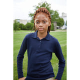 French Toast Girls 7-20 Long Sleeve Interlock Polo with Picot Collar