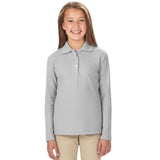 French Toast Girls 7-20 Long Sleeve Interlock Polo with Picot Collar