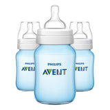 Philips Avent Anti-Colic Bottle with Air-Free Vent, Blue, 9oz- 3 Pack
