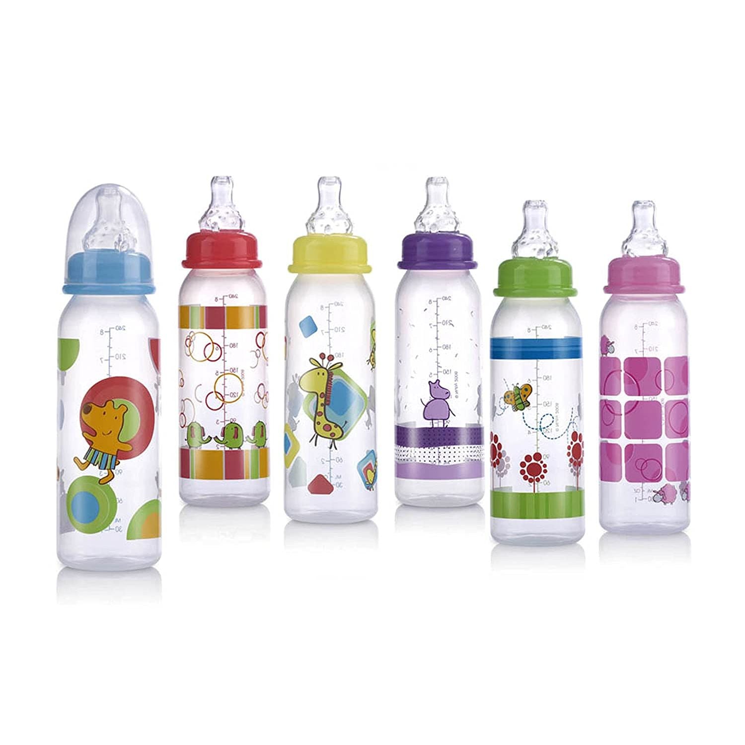 Nuby 2 Pack Printed Non Drip Standard Bottle, Colors May Vary