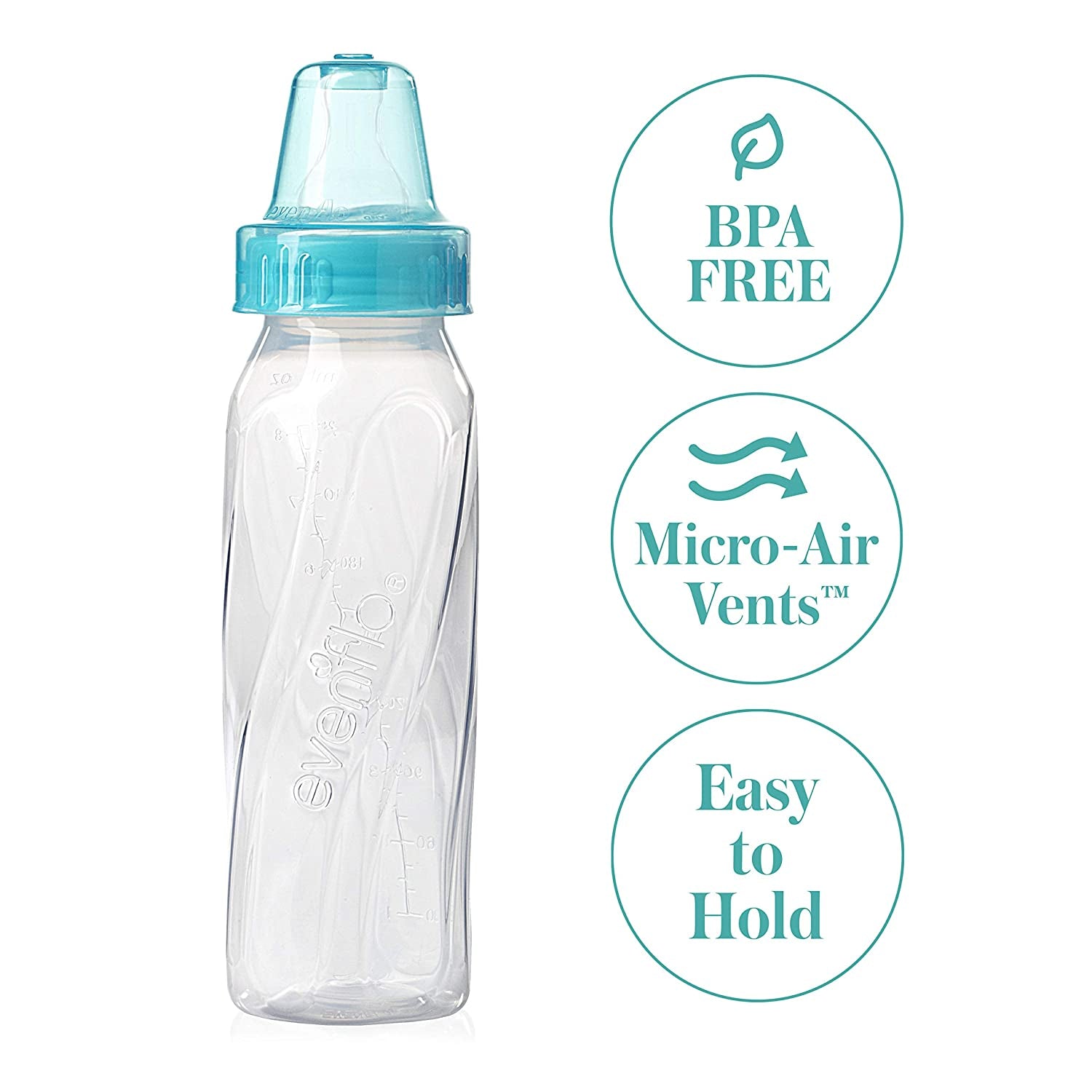 Evenflo Feeding Classic Plastic Baby Bottles, Color, 3 Pack - 8 oz