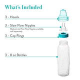 Evenflo Feeding Classic Plastic Baby Bottles, Color, 3 Pack - 8 oz