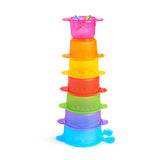 Munchkin Caterpillar Spillers Stacking and Straining Cups Bath Toy , 7 Piece Assortment