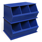 Badger Basket Three Bin Stackable Storage Cubby – Blue