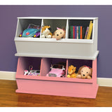 Badger Basket Three Bin Stackable Storage Cubby – White