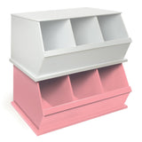 Badger Basket Three Bin Stackable Storage Cubby – White