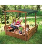 Badger Basket Covered Convertible Cedar Sandbox with Canopy and Two Bench Seats