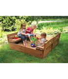 Badger Basket Covered Convertible Cedar Sandbox with Two Bench Seats – Natural